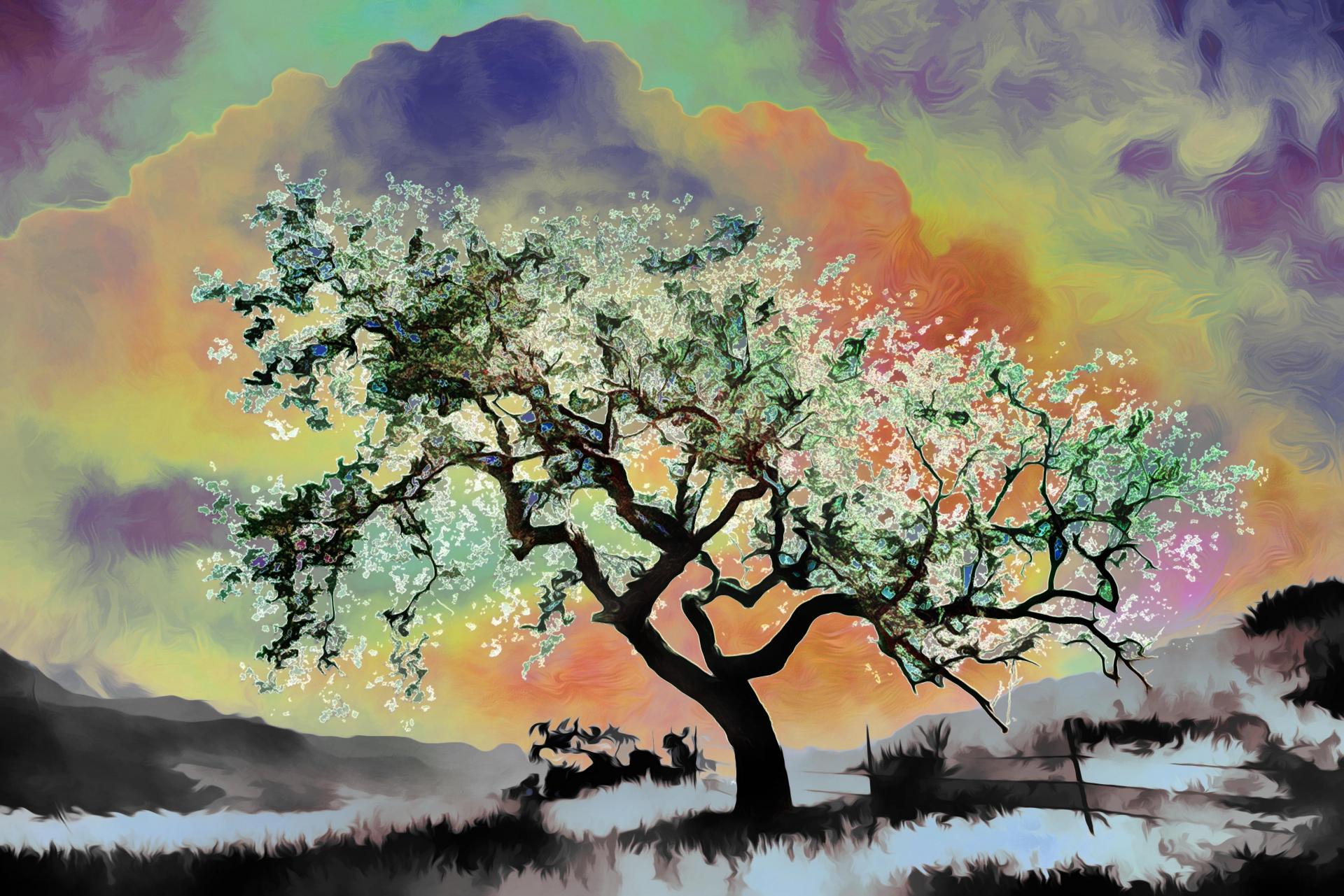 Arbre vert somptueux-Peinture