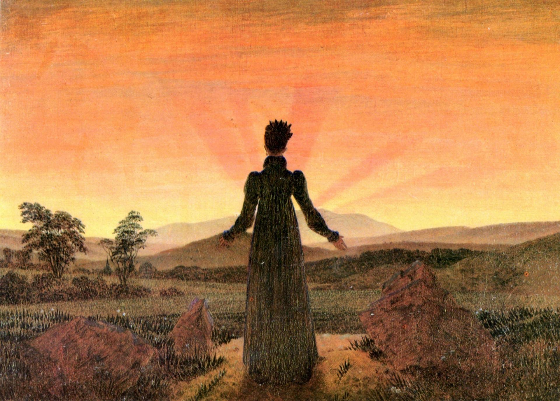 Caspar David Friedrich-Femme seule dans nature