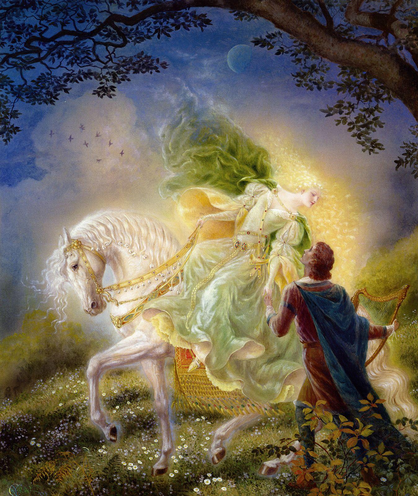 Couple femme à cheval-homme lyre