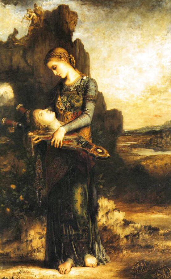 Femme portant tête d'Orphée-Moreau