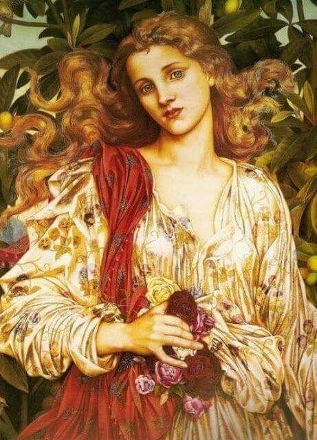 Femme robe d'or-Evelyn de Morgan