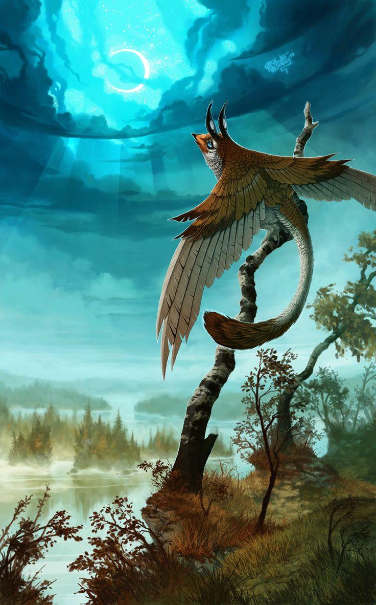 Griffon perché sur arbre