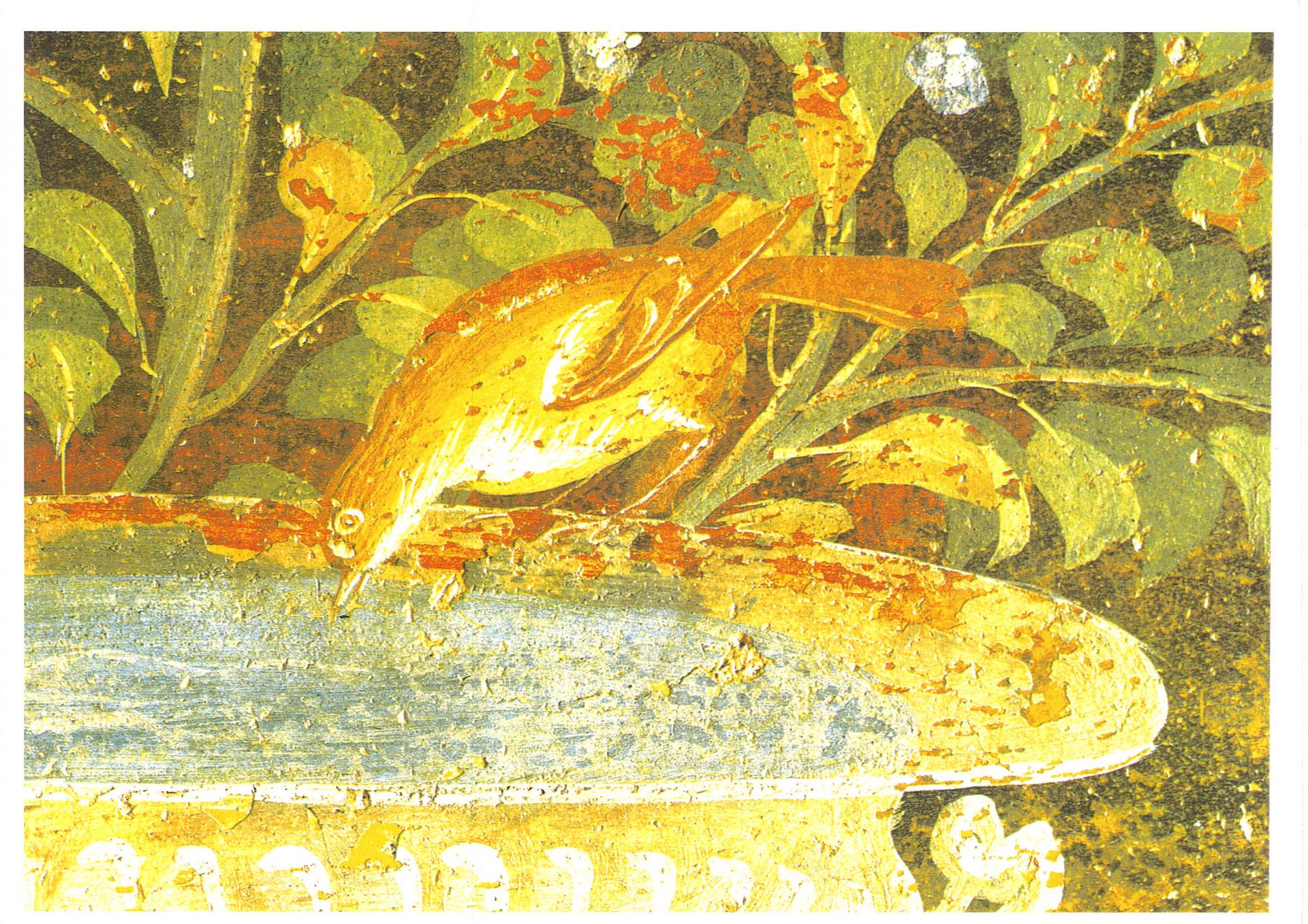 Oiseau buvant à la fontaine d'or