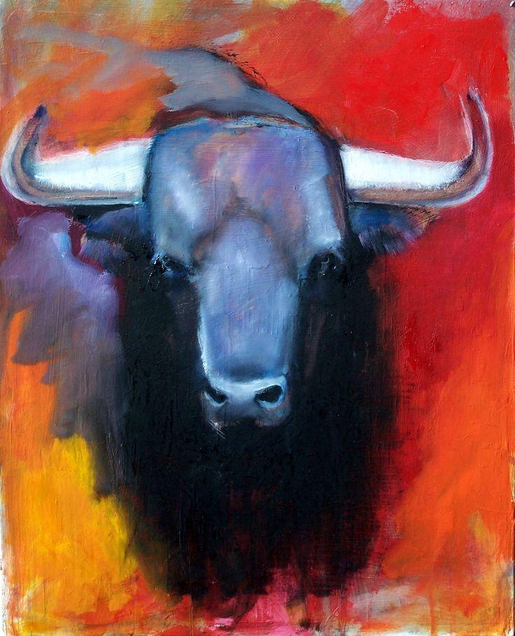 Tête taureau bleu-Peinture